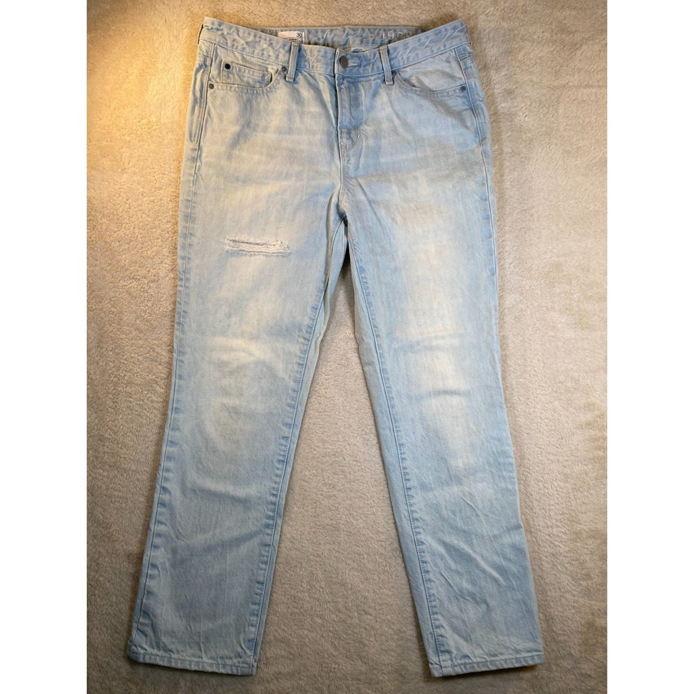 Gap 1969 Real Straight Jeans Size 30 Light Wash Distressed Denim 100% Cotton